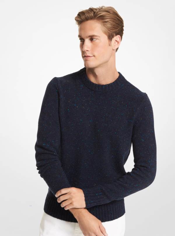Panske Svetre Michael Kors Tweed Wool Blend Biele Modre Pruhované - Oblecenie Michael Kors Akcia | FOUJR-3480